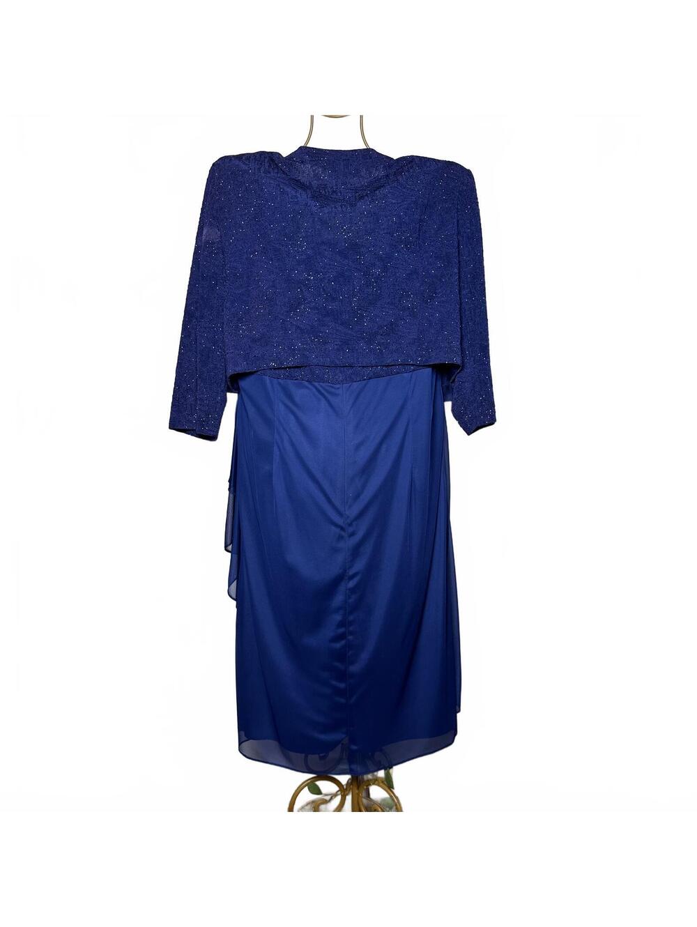 Alex Evenings 20W 2PC Dress & Jacket Chiffon Draped Formal Mother of Bride - Picture 4 of 9
